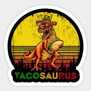 Retro Tacosaurus Taco Dinosaur T rex Funny Cinco De Mayo Sticker